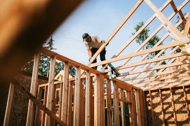 Construction contractor working on a building site